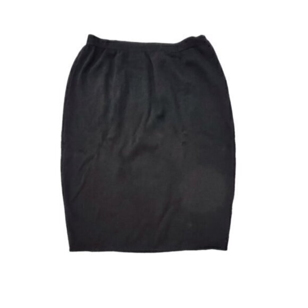ST. JOHN Collection Marie Gray Santana Knit Pencil Skirt Wool Blend 14 Black EUC